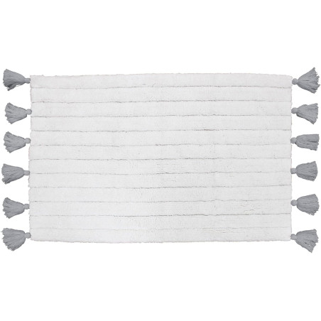 Tapis de Bain 50 x 80 cm Minatis Blanc/Gris - Coton Jacquard