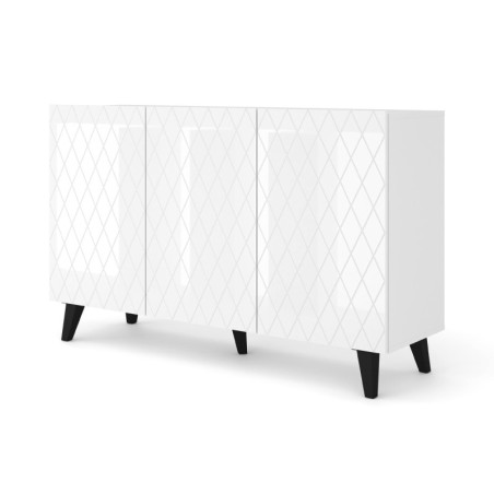 Buffet en bois avec pieds noir "Diuna" - Blanc - L 145 cm