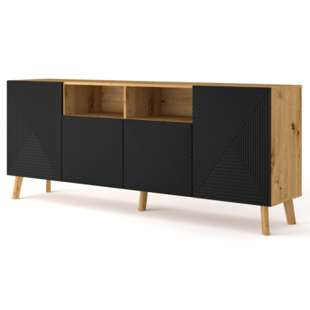 Buffet "Luxi" - Marron/Noir Mat - L 195 cm