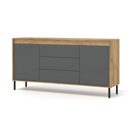 Commode en bois "Nesta" - Marron Clair/Gris - L 166 cm