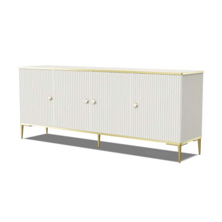 Commode avec 4 portes "Petra" - Blanc crème/Doré - L 182 cm