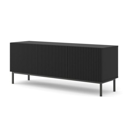 Meuble TV à trois portes avec cadre noir "Ravenna" - Noir brillant - L 150 cm