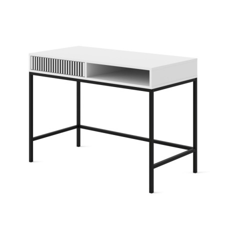 Bureau avec tiroir et cadre noir "Ravenna" - Blanc - L 112 x H 78 cm