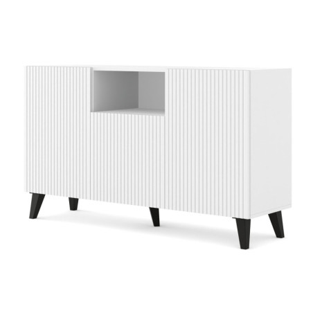 Buffet à 3 portes à pieds noir "Ravenna" - Blanc - L 150 cm