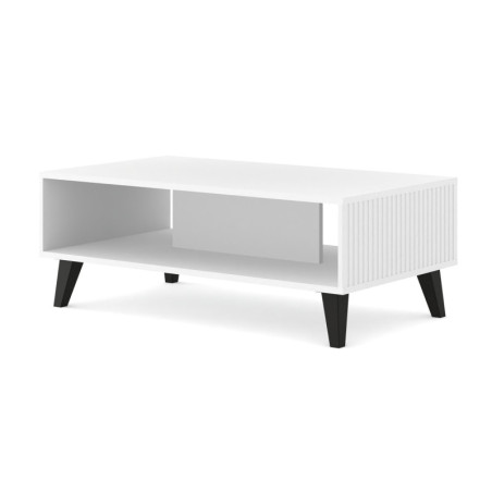 Table basse avec pieds noir "Ravenna" - Blanc - L 90 x l 60 cm