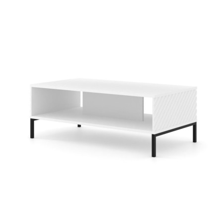 Table basse avec structure noire "Surf" - Blanc mat - L 90 x l 60 cm