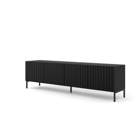 Meuble TV à 4 portes avec cadre noir "Wave" - Noir mat - L 200 cm