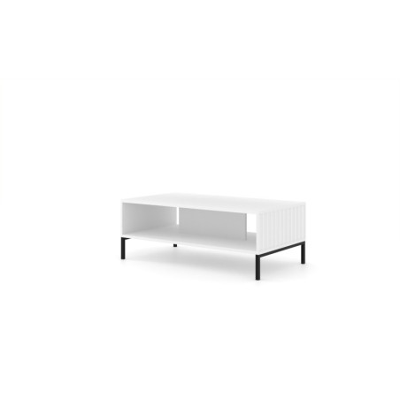 Table basse avec structure noire "Wave" - Blanc mat - L 90 x l 60 cm