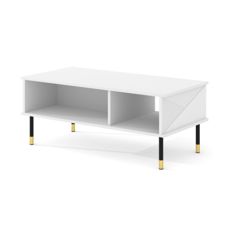 Table basse design "Woody" - Blanc - L 110 x l 55 cm