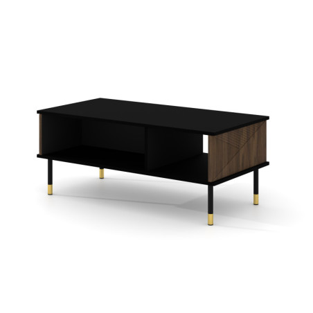 Table basse design "Woody" - Marron/Noir - L 110 x l 55 cm