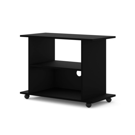 Table meuble TV à roulettes "Yogi" - Noir mat - L 80 cm