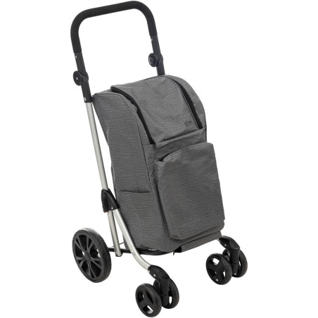 Chariot de courses à 4 roues - Gris - 46L