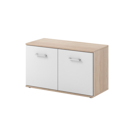 Armoire à chaussures en bois "Iris" à 2 portes - Beige/Blanc - L 80 cm