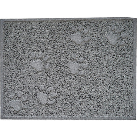 Tapis de litière en PVC à motifs pattes - Gris - L 40 x l 30 cm