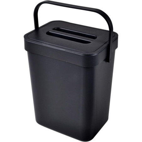 Petite poubelle de compost accrochable en plastique - Noir - 3L