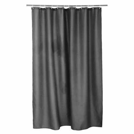 Rideau de Douche avec Crochets 180 x 200 cm Quartz Anthracite - Jacquard