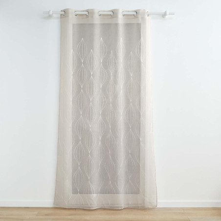 Voilage à œillets 140 x 240 cm Galactee Taupe - Voile Sablé Brodé