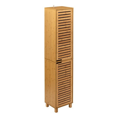 Colonne de rangement en bambou - Beige - L 33 x P 28 x H 168 cm - Cirila