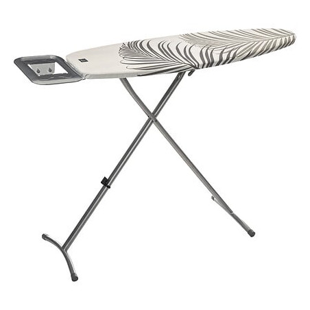 Table à repasser Saphir à motifs grande feuilles - L 140 x l 39 x H 90 cm - beige/gris