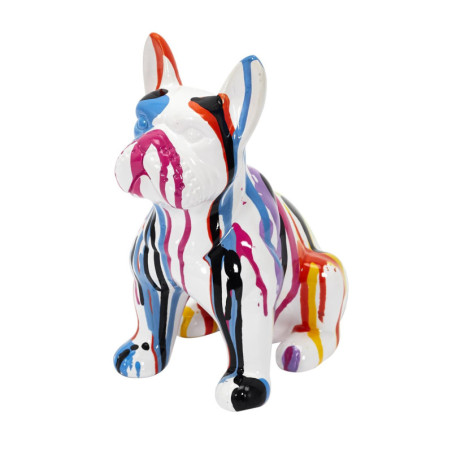 Statuette décorative Bulldog à coulures - Multicolore - H 20 cm