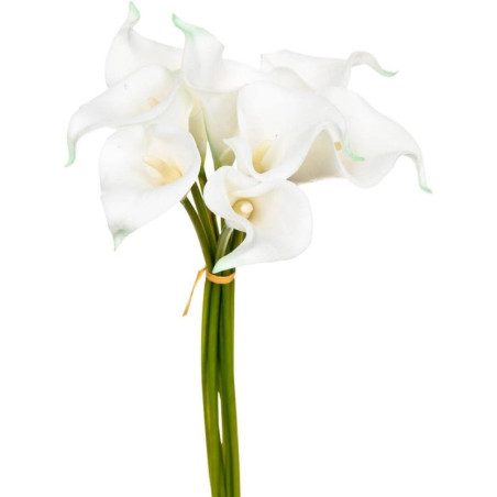 Bouquet de 8 arums artificiels - Blanc/Vert - H 36 cm