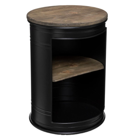 Table d'appoint avec étagère "Diego" - Noir - D 33,5 x H 47,5 cm