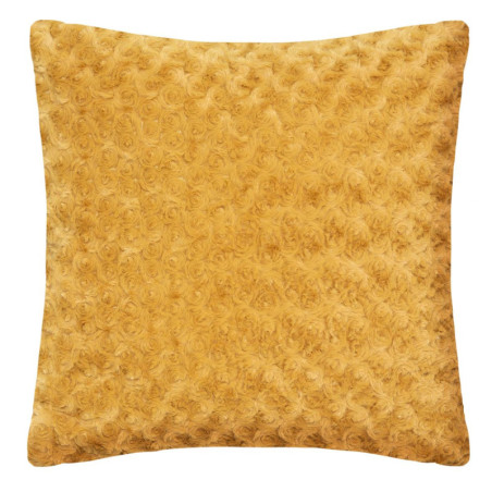 Coussin déhoussable en fourrure bouclée - Jaune - L 45 x l 45 cm