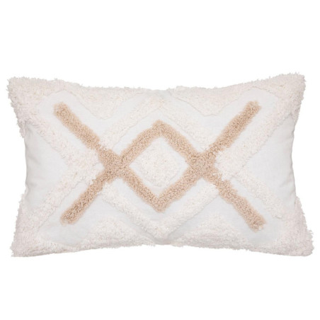 Housse de coussin tufté - Blanc/Beige - l 30 x L 50 cm tufte