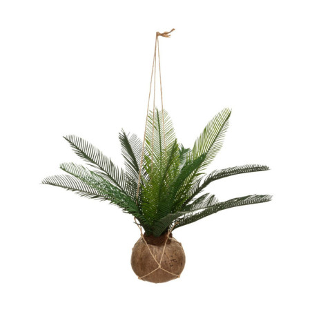 Palmier artificiel en pot coco "Cuba" - Vert/marron - H 50 cm