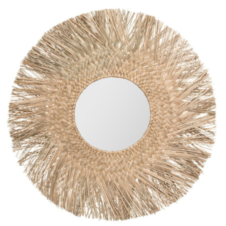 Miroir mural en roseau "Ael" - Beige - D 80 cm