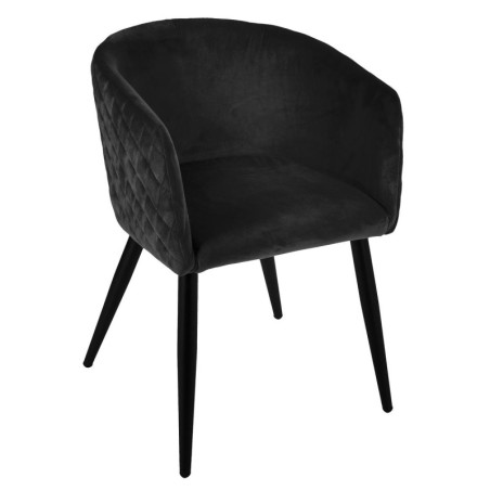 Fauteuil en velours avec pieds en métal "Marlo" - Noir -