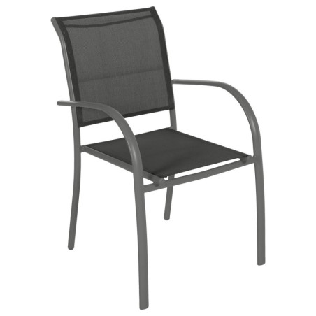 Fauteuil de jardin empilable en aluminium "Piazza" - Gris anthracite - L 56 x P 65 x H 88 cm