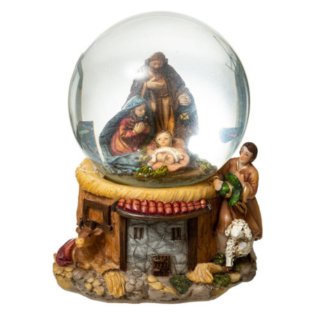 Crèche de noël en boule à neige - Multicolore - L 14 x P 13,5 x H 18 cm