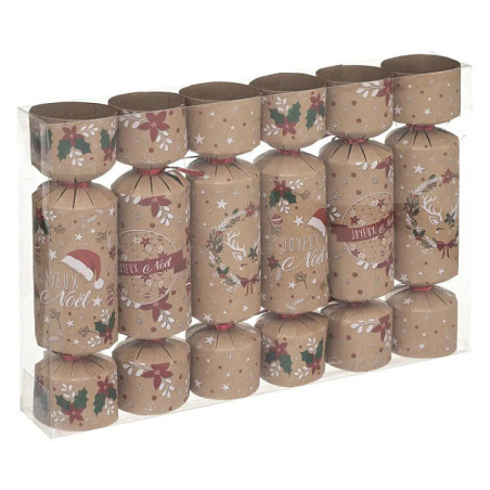 Lot de 6 crackers de noël "Kraft" - Taupe - L 21 cm