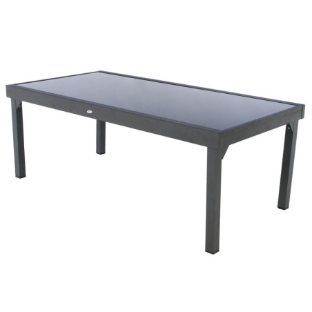 Table extensible en verre trempé "Piazza" - Gris graphite - 12 places