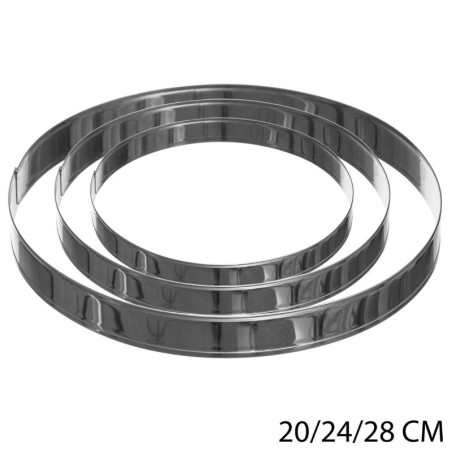 Lot de 3 cercles en inox - Argenté - D 20 / 24 / 28 cm