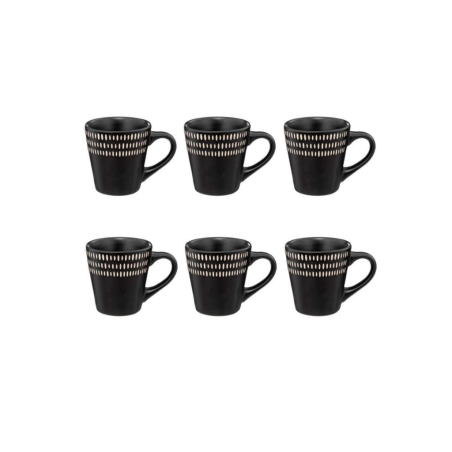 Lot de 6 tasses espresso "Ethnikaa" - Noir - 8 cl