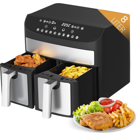 Airfryer XXL à double compartiments - 2 x 8L - 2400W