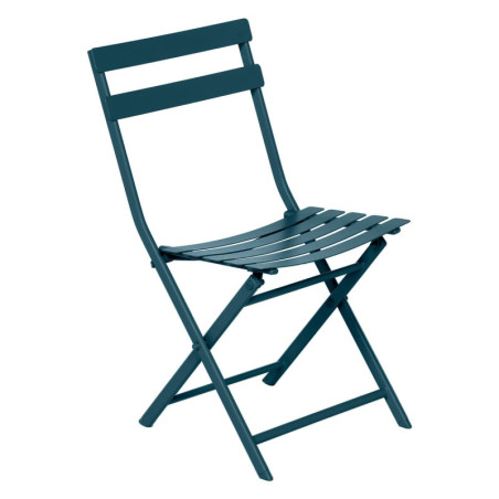 Chaise pliante en métal "Greensboro" - Bleu Pétrole - L 50 x P 42 x H 81 cm