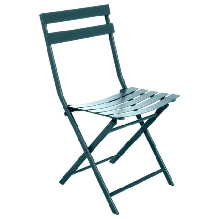 Chaise pliante en métal "Greensboro" - Bleu Canard - L 50 x P 42 x H 81 cm