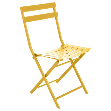 Chaise pliante en métal "Greensboro" - Jaune Moutarde - L 50 x P 42 x H 81 cm