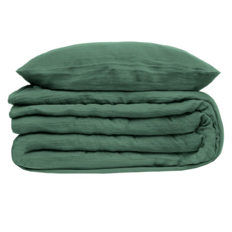 Parure de lit en coton double gaze - Vert céladon - 260 x 240 cm