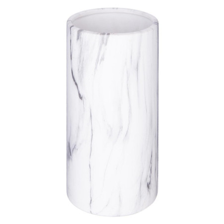 Vase cylindre marbré en Dolomite - Blanc - H 20 cm