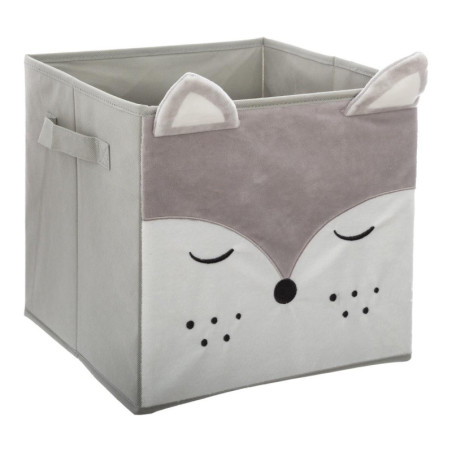 Boîte de rangement en velours Renard - Gris - 29 x 29 cm