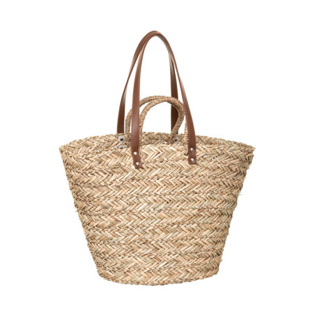 Panier shopping en osier - Beige - L 53 x P 20 x H 32,5 cm