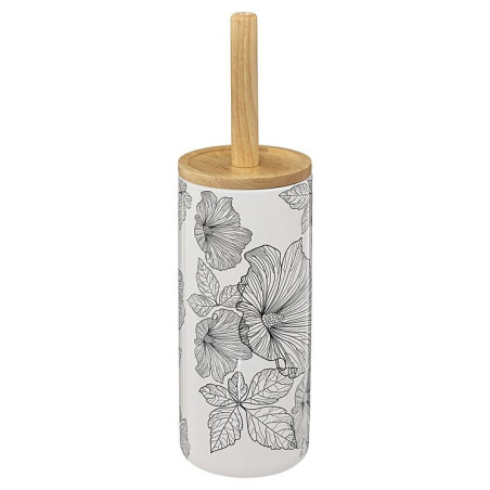 Brosse WC "Blackflora" en céramique - Blanc -  10,5 x 37,6 cm