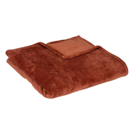 Plaid Flanelle 130 x 180 cm - Terracotta - Polyester