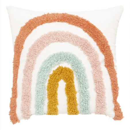 Coussin carré arc en ciel - Tufte - 38 x 38 cm - Coton