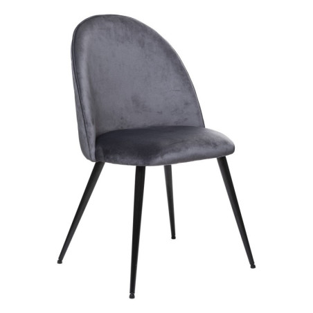 Chaise Slano - Velours - Gris Souris - Pieds Noirs - L 54 x P 52 x H 84 cm