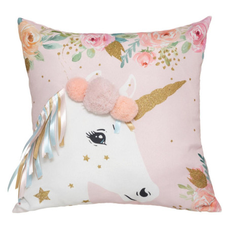 Coussin carré licorne - Polyester - 40 x 40 cm